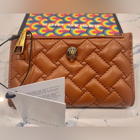 Kurt Geiger Lambskin Leather Bifold Wallet “Kensington”Tan W/RFID NWT & Gift Box - Picture 8 of 16